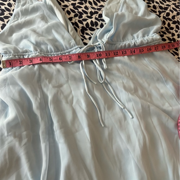 Lucy In The Sky Baby Blue Svana Plung Neck A-Line Tie Chest Flowy Mini Dress S - Picture 15 of 16